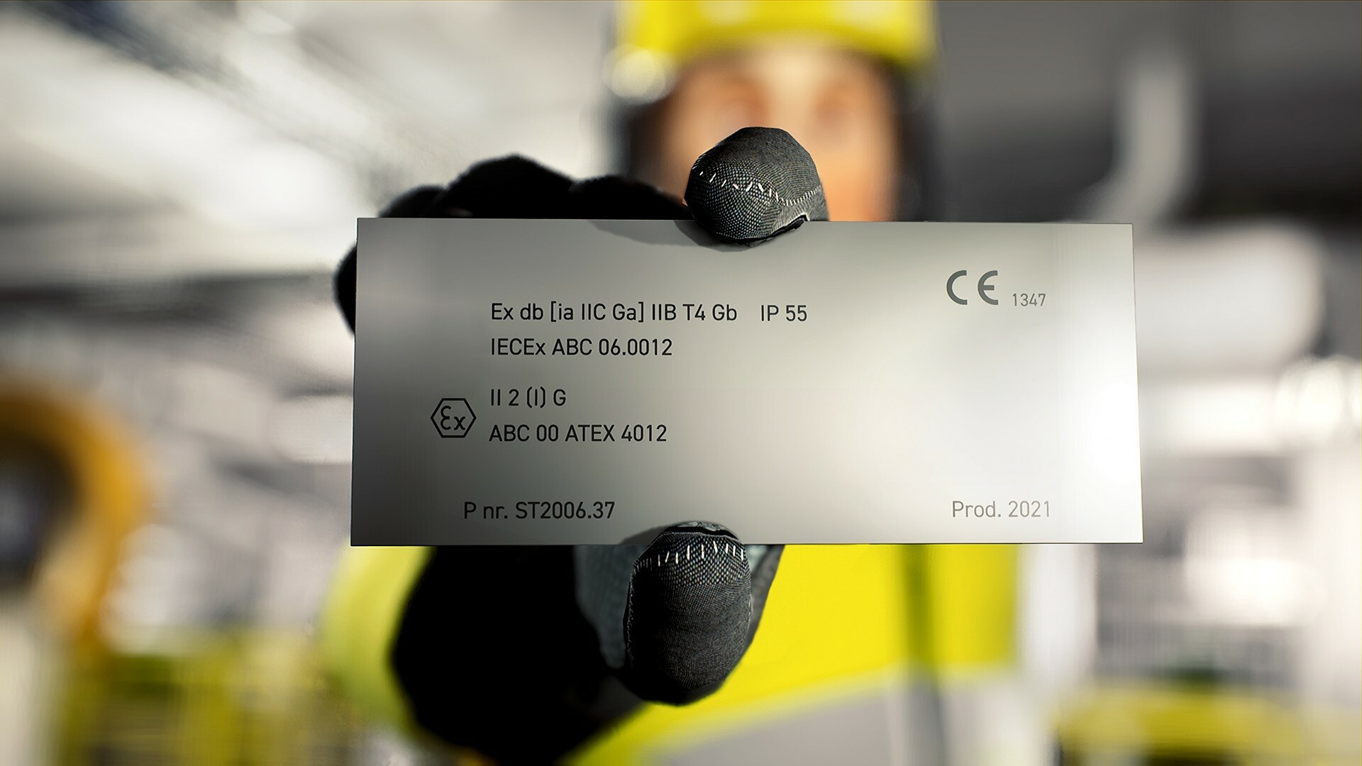 Ex marking- worker holding ex marking plate (electrical)